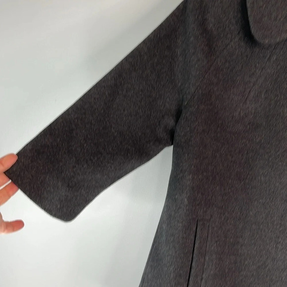 TAHARI Cashmere Blend Boxy Jacket Dark Charcoal Grey 3/4 Sleeves Monochrome 8 - Picture 5 of 14